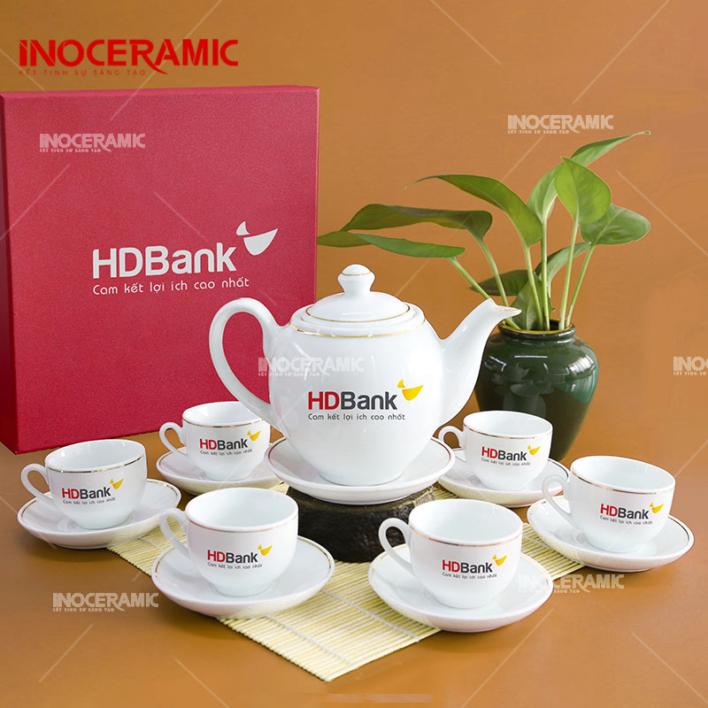 Bồ trà in logo HD Bank